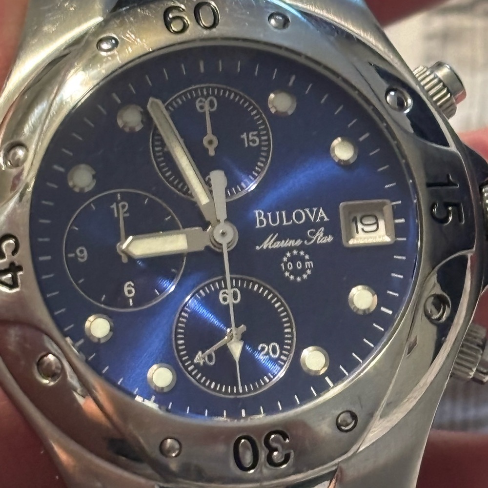 Bulova Men's Silver Stainless Steel Watch with Blue Dial - Picture 11 of 11
